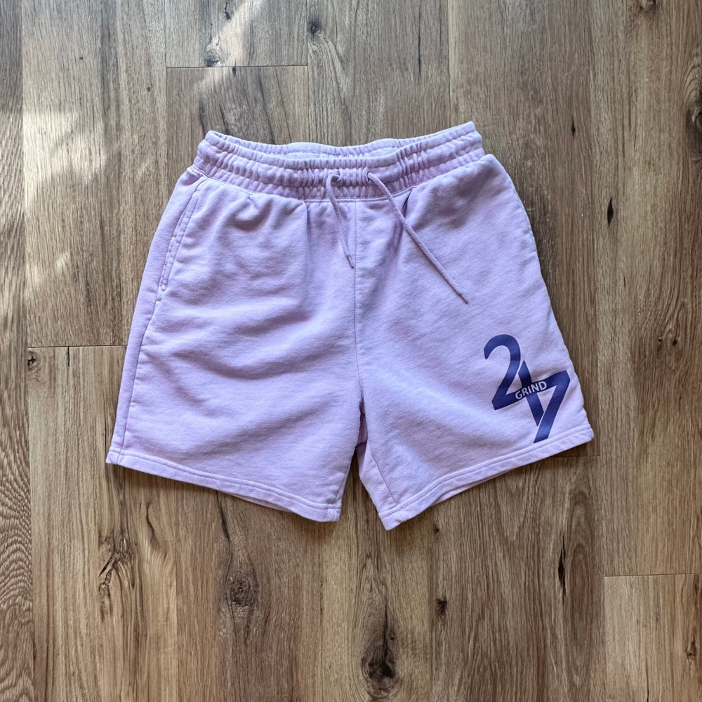 247 Grind Lavender Sweat Shorts Mens Athletic Gym Fleece Shorts Purple Graphic
